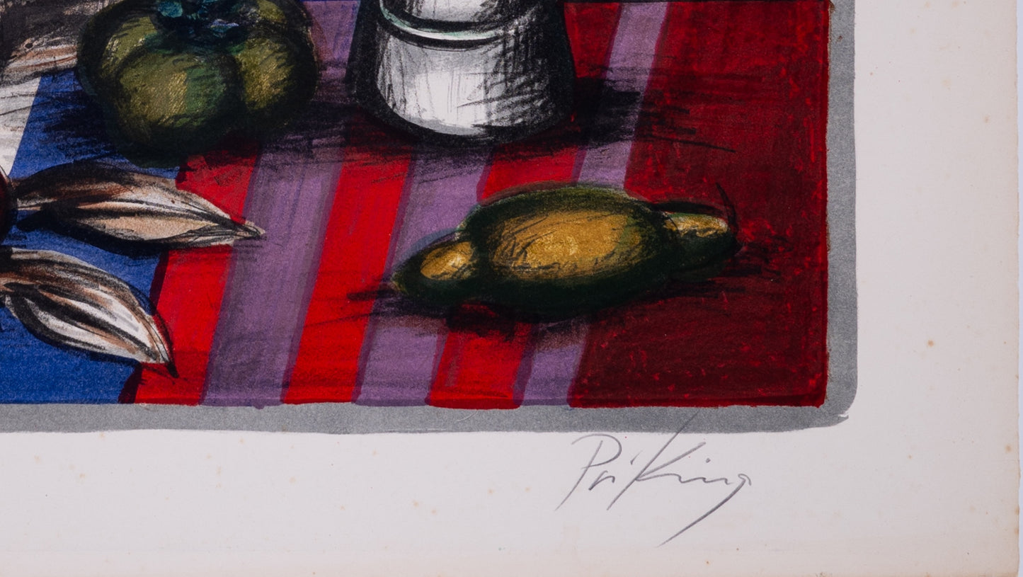 Franz PRIKING : Créature fantastique sous le soleil rouge - Lithographie originale signée