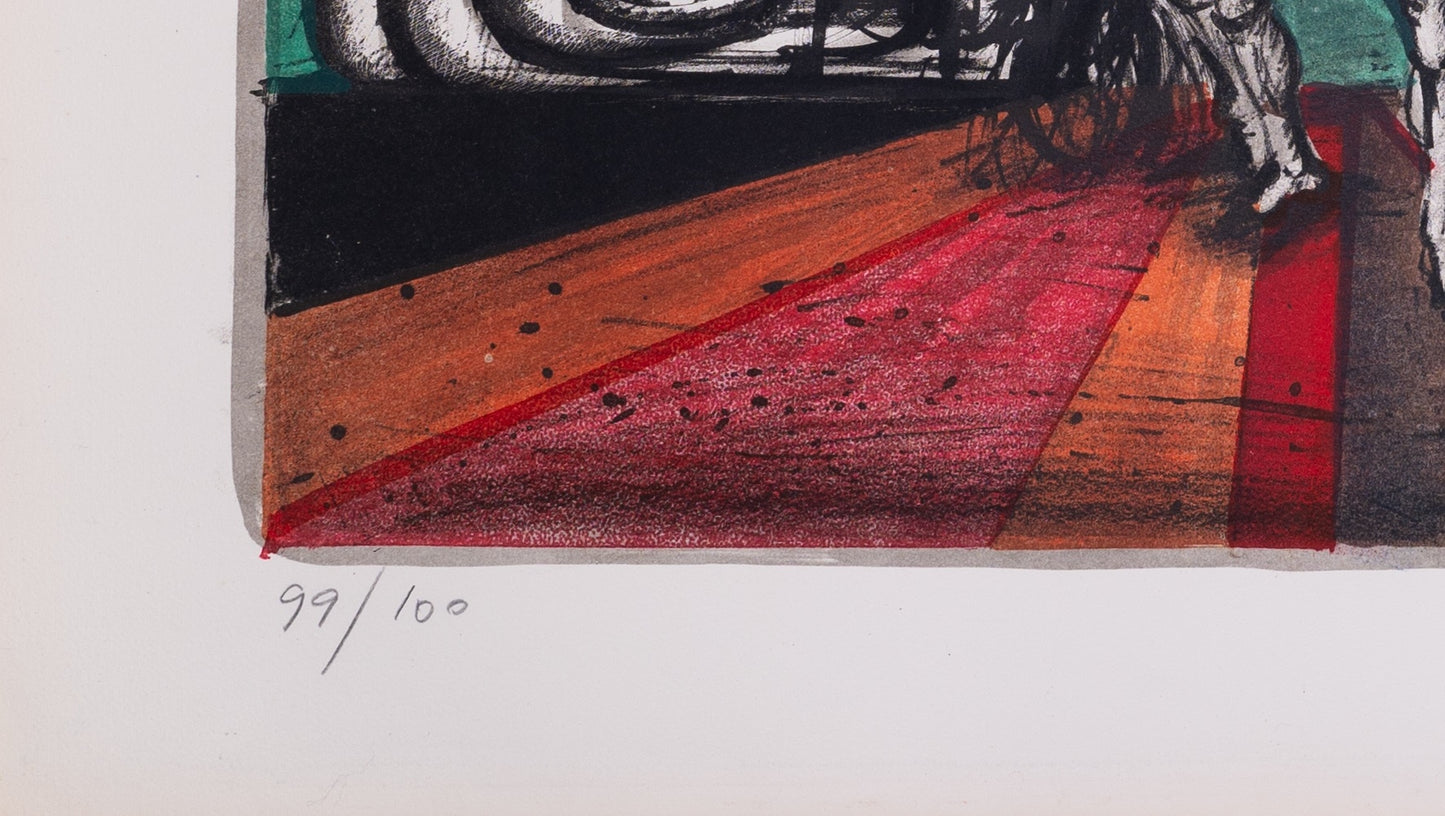 Franz PRIKING : Promenade équestre au Clair de Lune - Lithographie originale signée