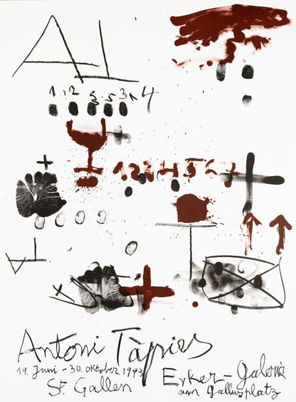Antoni TAPIES : Galerie Saint-Gall - Affiche en lithographie originale signée