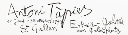 Antoni TAPIES : Galerie Saint-Gall - Affiche en lithographie originale signée