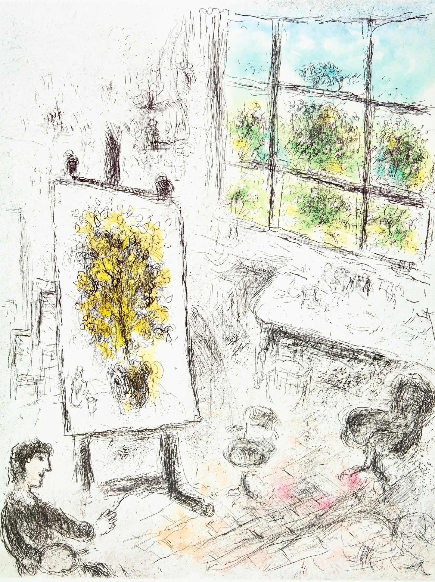 Marc CHAGALL : Le Peintre dans son atelier - Affiche originale