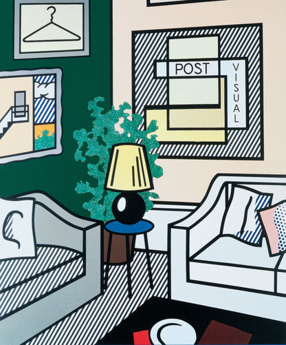 Roy LICHTENSTEIN : Intérieur à la lampe - Affiche originale