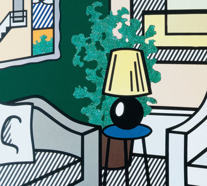 Roy LICHTENSTEIN : Intérieur à la lampe - Affiche originale