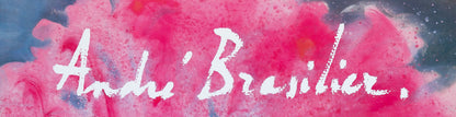 André BRASILIER : Jeune femme au bouquet - Affiche originale signée