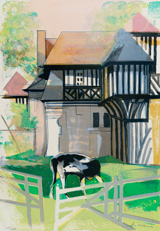 Camille HILAIRE : Maison normande à colombage  - Lithographie originale signée