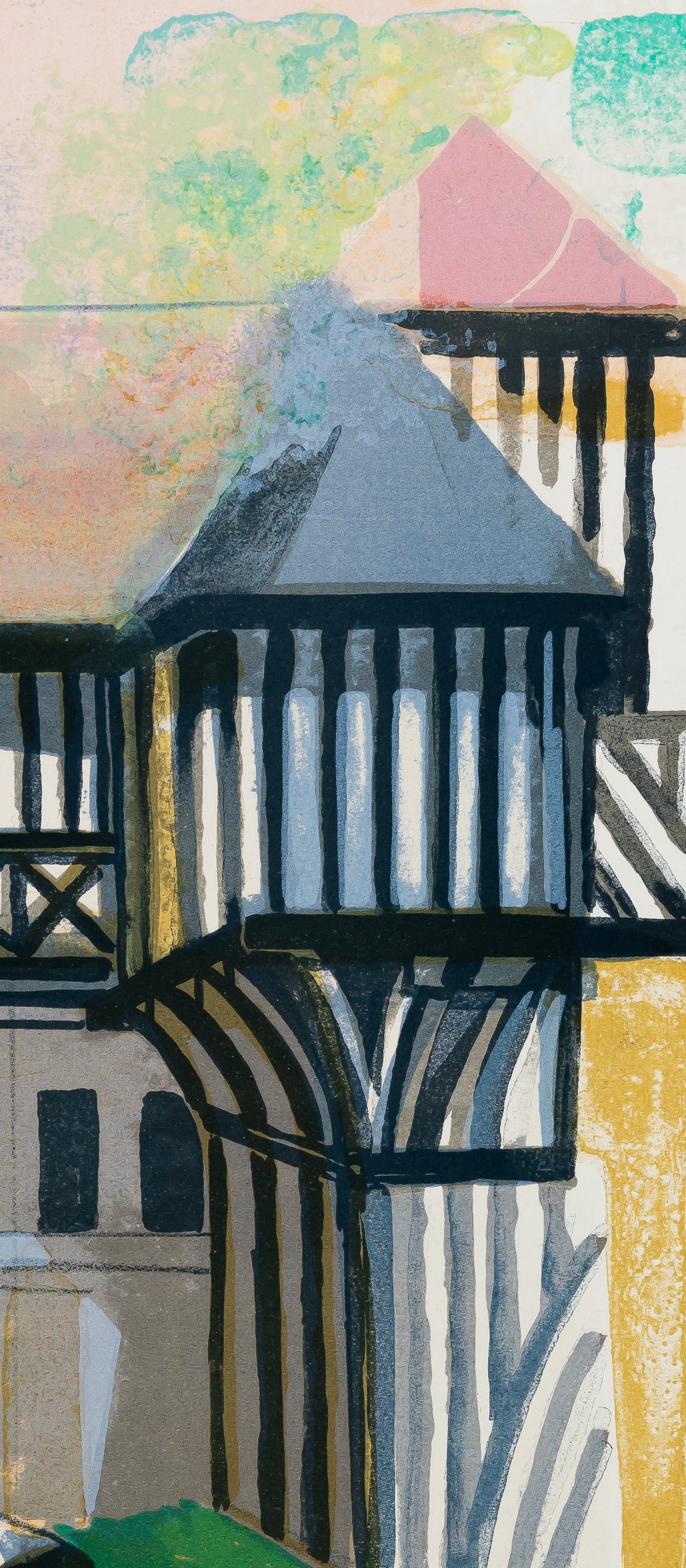 Camille HILAIRE : Maison normande à colombage  - Lithographie originale signée