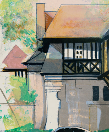 Camille HILAIRE : Maison normande à colombage  - Lithographie originale signée