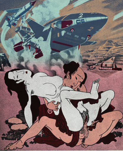 ERRO :  Shunga et missiles - Lithographie originale signée