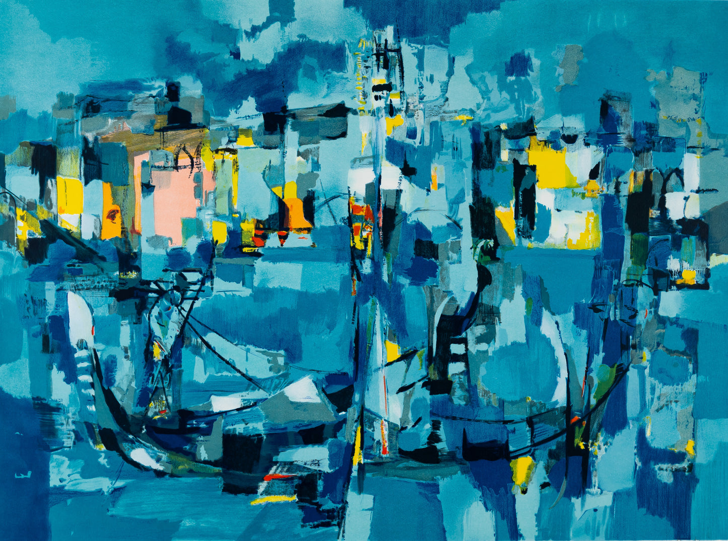 Marcel MOULY : Venise à l'heure bleue - Lithographie originale signée