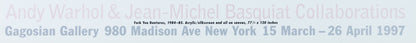 Andy WARHOL / Jean Michel BASQUIAT : F.... You - Affiche originale en couleurs