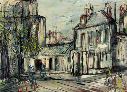 Michel Marie POULAIN : Rue de Montmartre - Huile sur toile signée