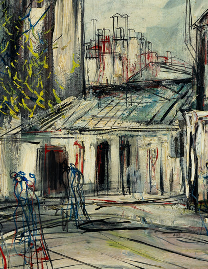 Michel Marie POULAIN : Rue de Montmartre - Huile sur toile signée