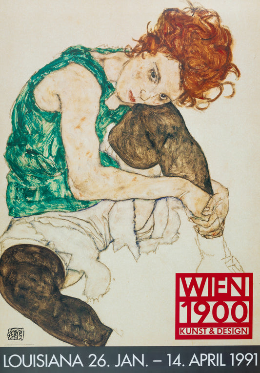 Egon SCHIELE : Femme Assise - Affiche originale