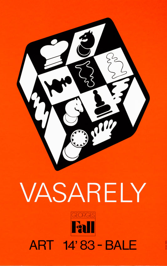 Victor VASARELY : Jeu d'échecs rouge - Affiche originale