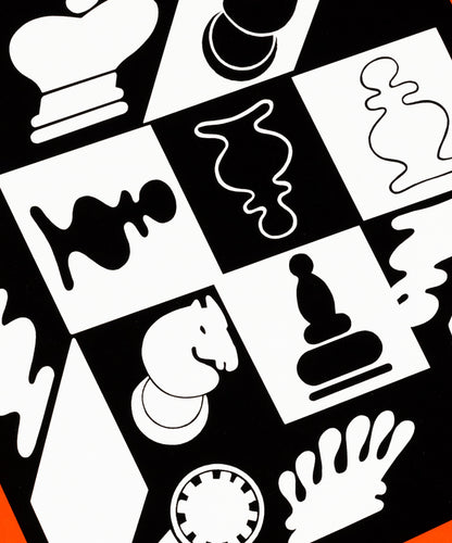 Victor VASARELY : Jeu d'échecs rouge - Affiche originale