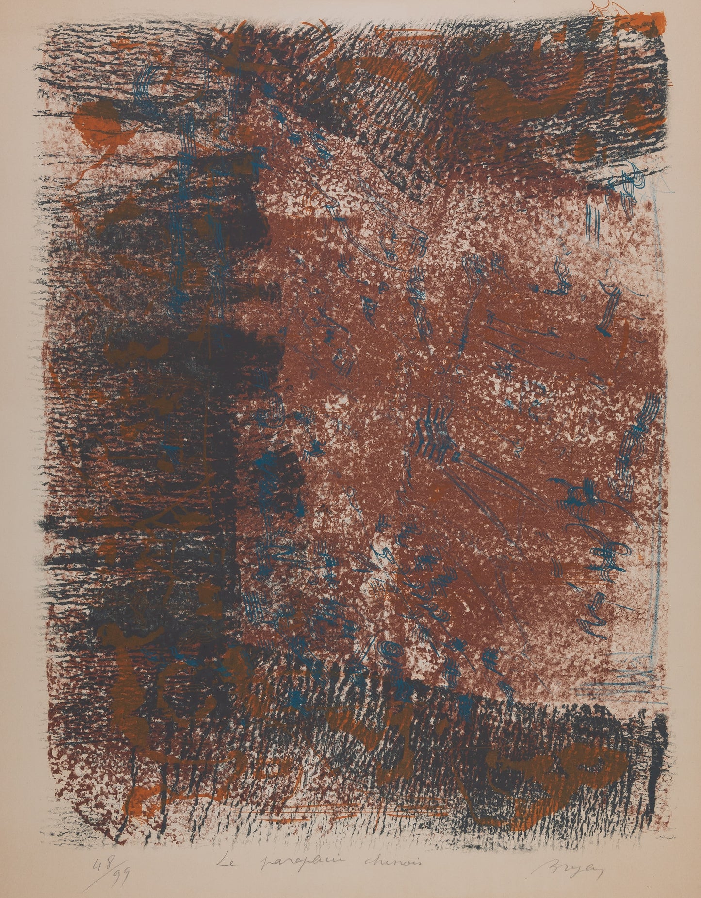 Camille BRYEN : Le parapluie chinois - Lithographie originale signée