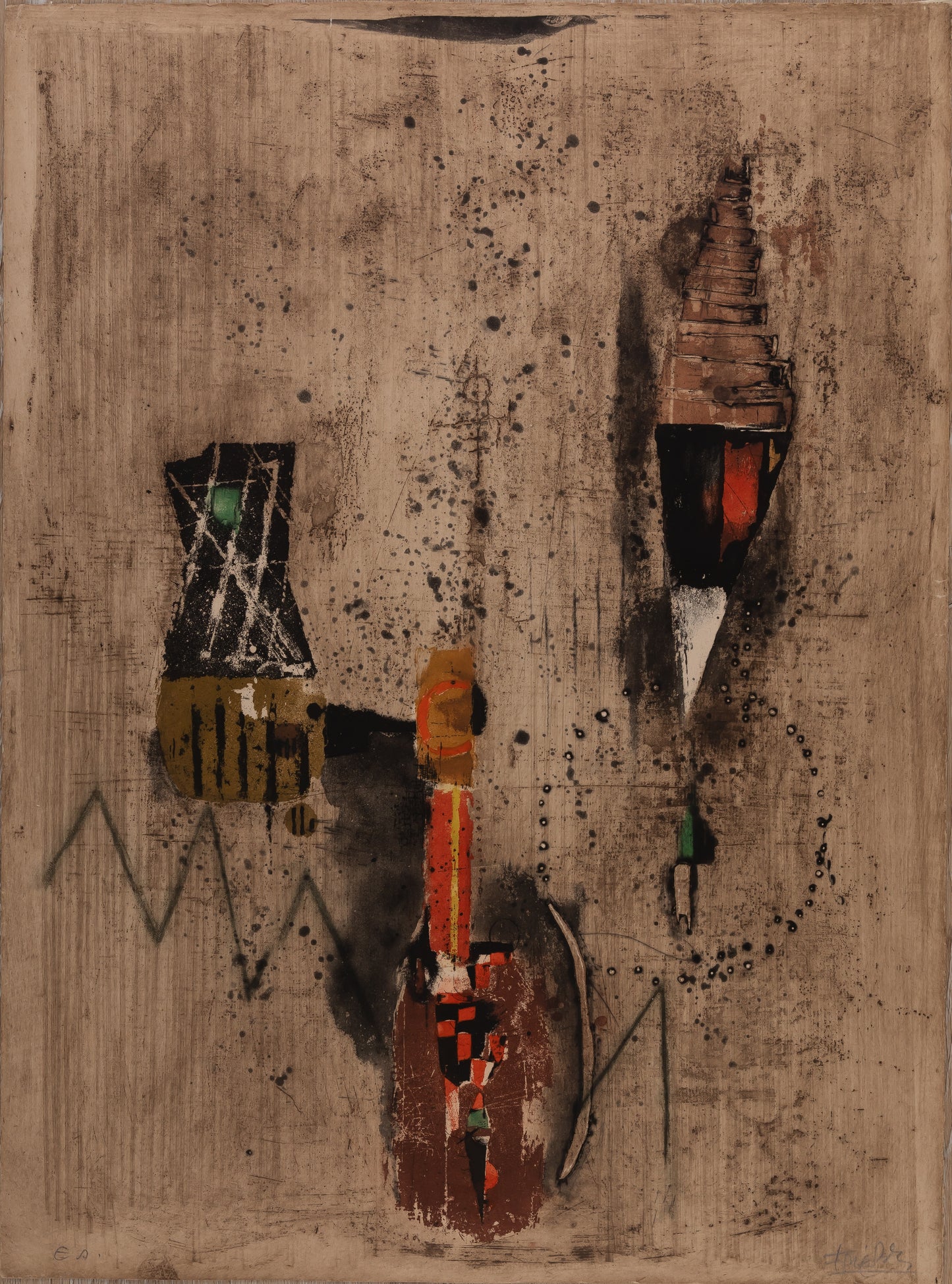 Johnny FRIEDLAENDER : Composition orange - Lithographie originale signée