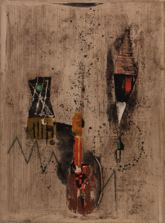 Johnny FRIEDLAENDER : Composition orange - Lithographie originale signée