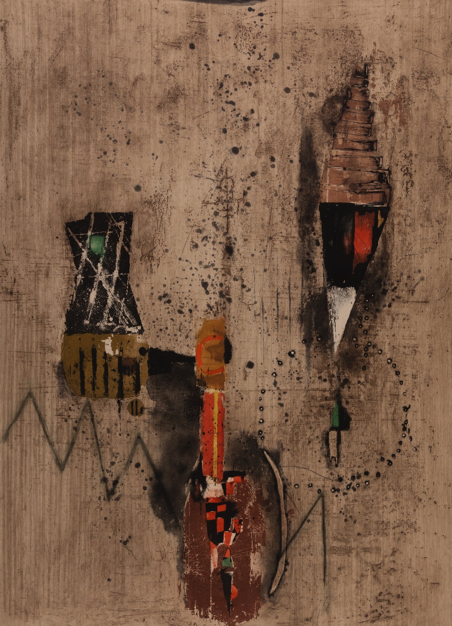 Johnny FRIEDLAENDER : Composition orange - Lithographie originale signée