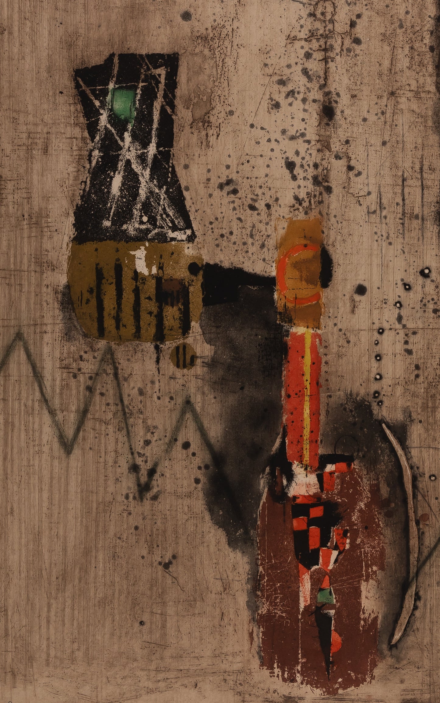 Johnny FRIEDLAENDER : Composition orange - Lithographie originale signée