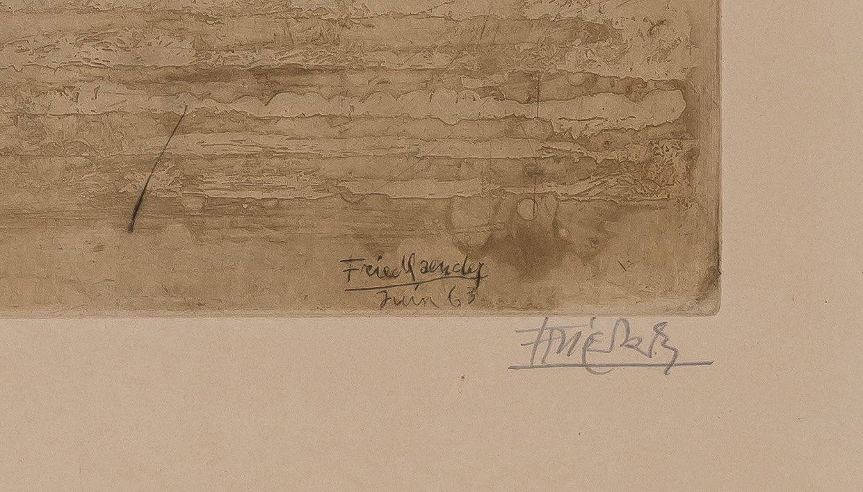 Johnny FRIEDLAENDER : Composition aux oiseaux bleus - Gravure originale signée