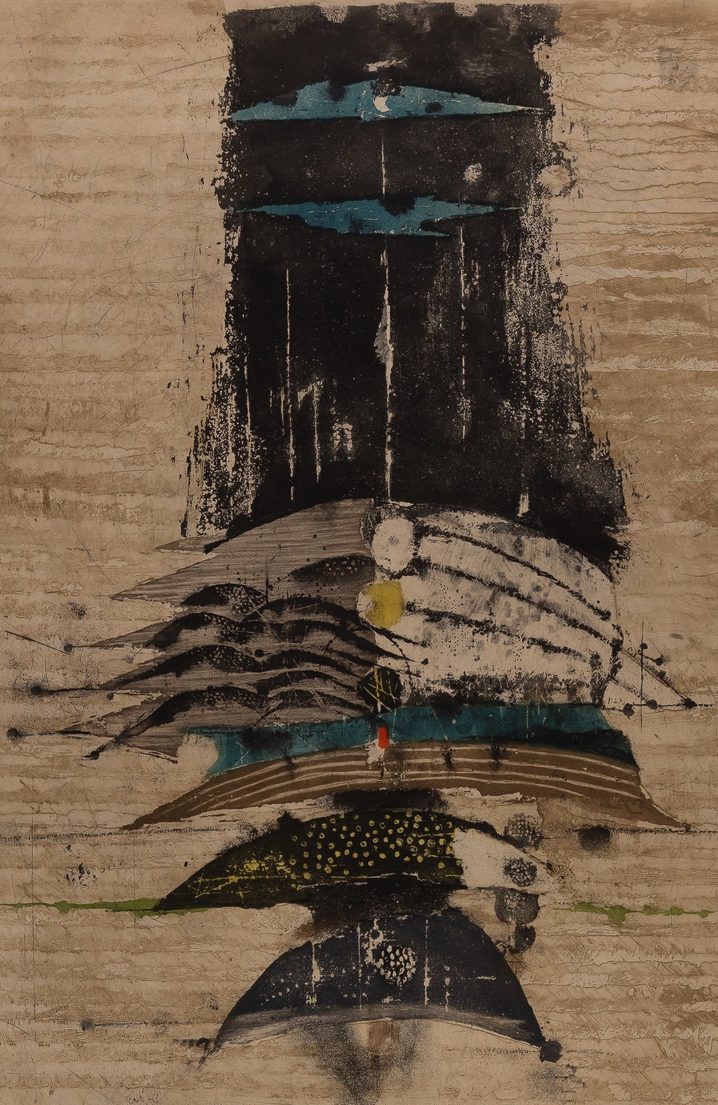 Johnny FRIEDLAENDER : Composition aux oiseaux bleus - Gravure originale signée