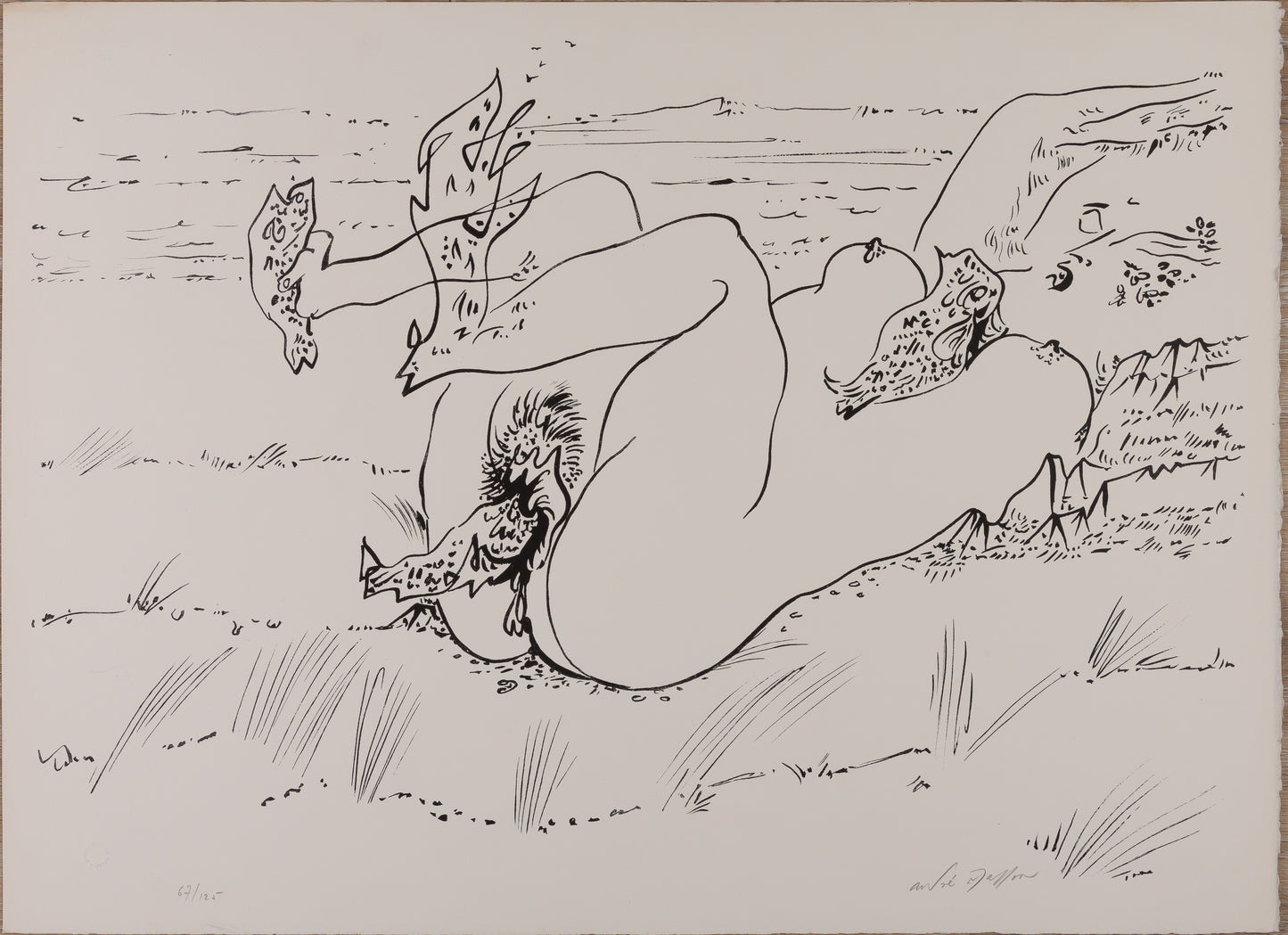 André MASSON : Erotique aux poissons - Lithographie originale signée