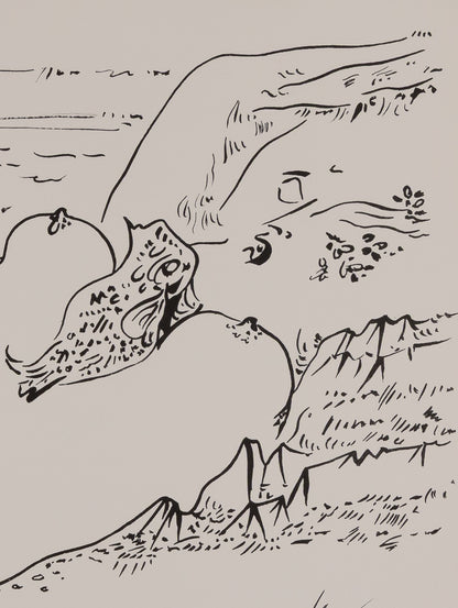 André MASSON : Erotique aux poissons - Lithographie originale signée