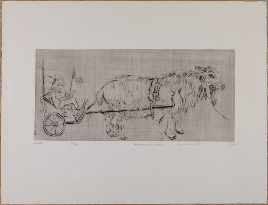 Mordecaï MOREH : Sylvie avec la chèvre - Gravure originale signée