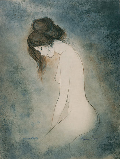 Bernard CHAROY : Dominique sur fond bleu - Lithographie originale signée