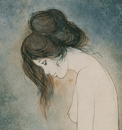 Bernard CHAROY : Dominique sur fond bleu - Lithographie originale signée