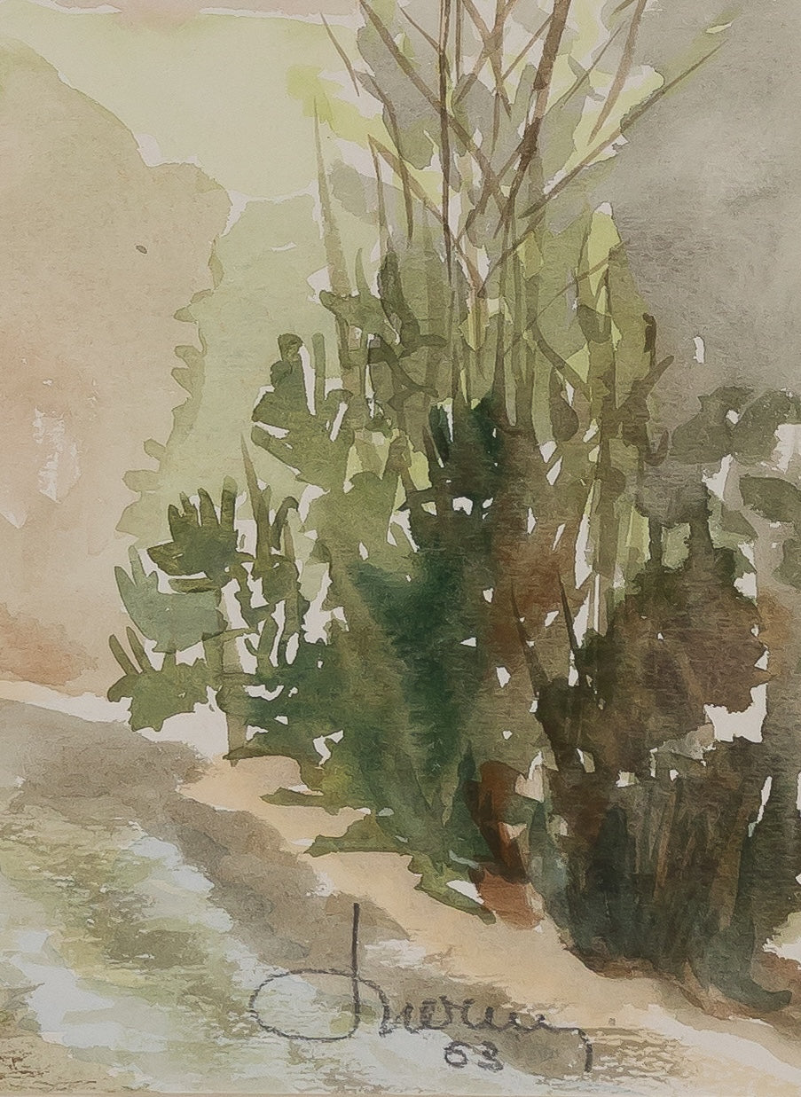 Jacques NOURY : Sur le chemin - Aquarelle originale signée
