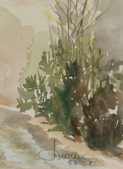 Jacques NOURY : Sur le chemin - Aquarelle originale signée
