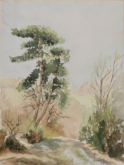 Jacques NOURY : Sur le chemin - Aquarelle originale signée