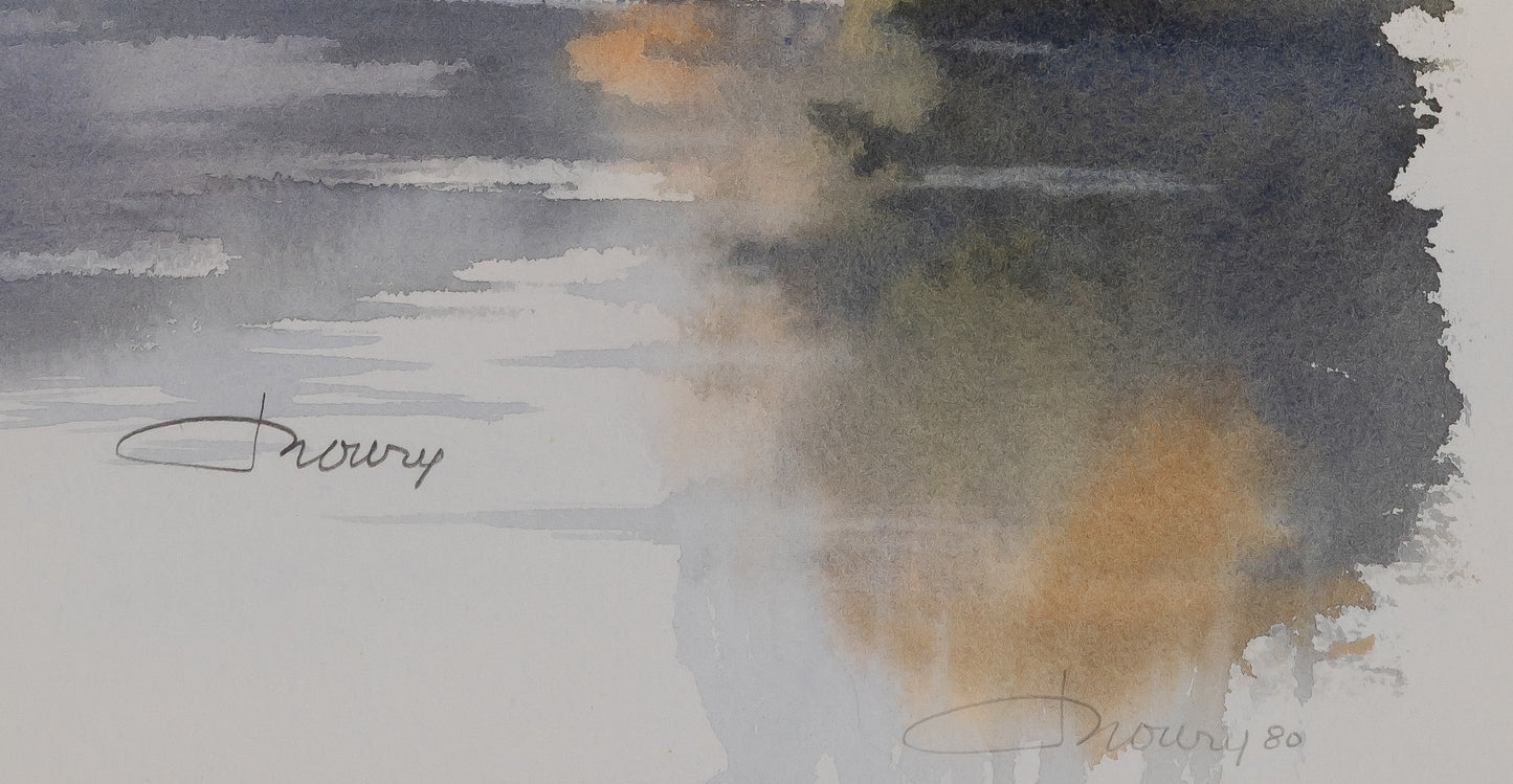 Jacques NOURY : Reflets au bord du lac - Aquarelle originale signée