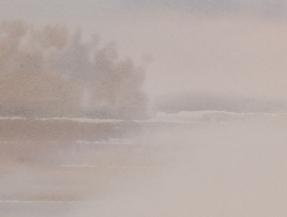 Jacques NOURY : La barque au bord du lac - Aquarelle originale signée