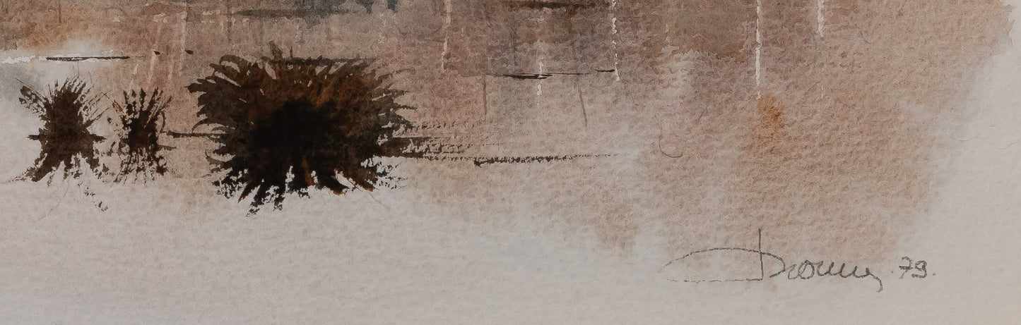 Jacques NOURY : Au bord du lac - Aquarelle signée