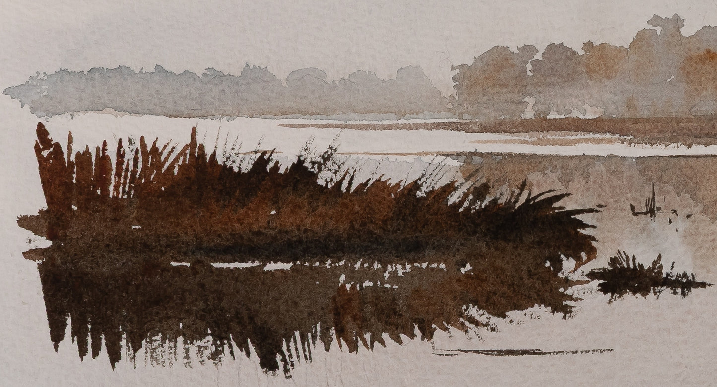 Jacques NOURY : Au bord du lac - Aquarelle signée