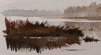 Jacques NOURY : Au bord du lac - Aquarelle signée