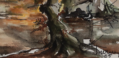 Jacques NOURY : Reflets d'arbres - Aquarelle originale signée