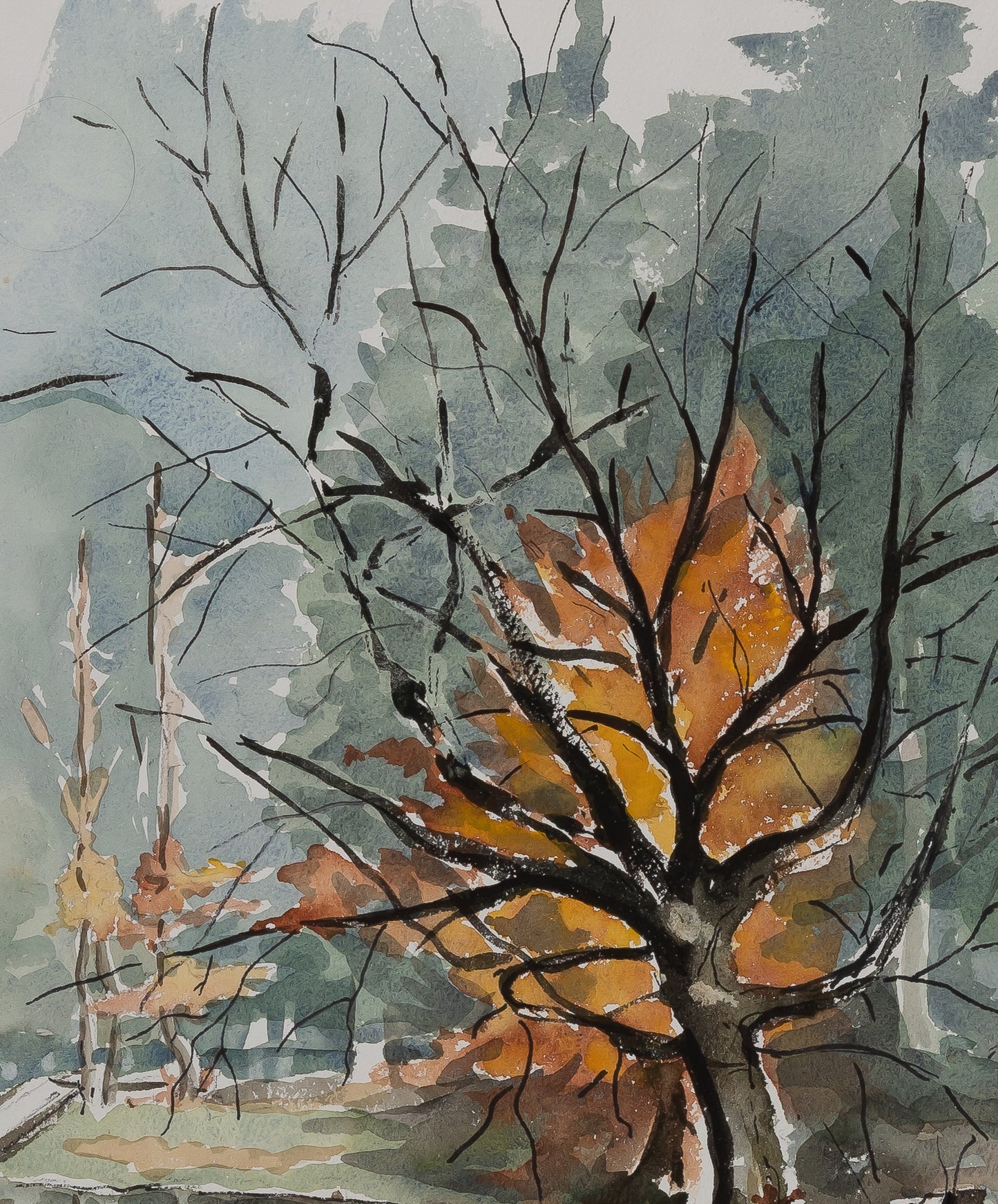 Jacques NOURY : Reflets d'arbres - Aquarelle originale signée