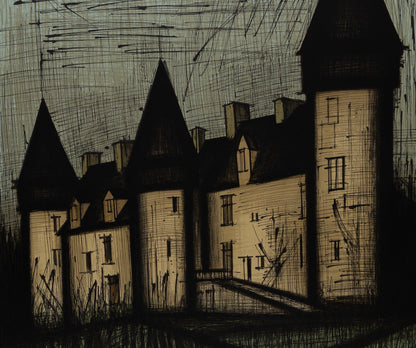Bernard BUFFET : Château de Culan - Lithographie originale signée