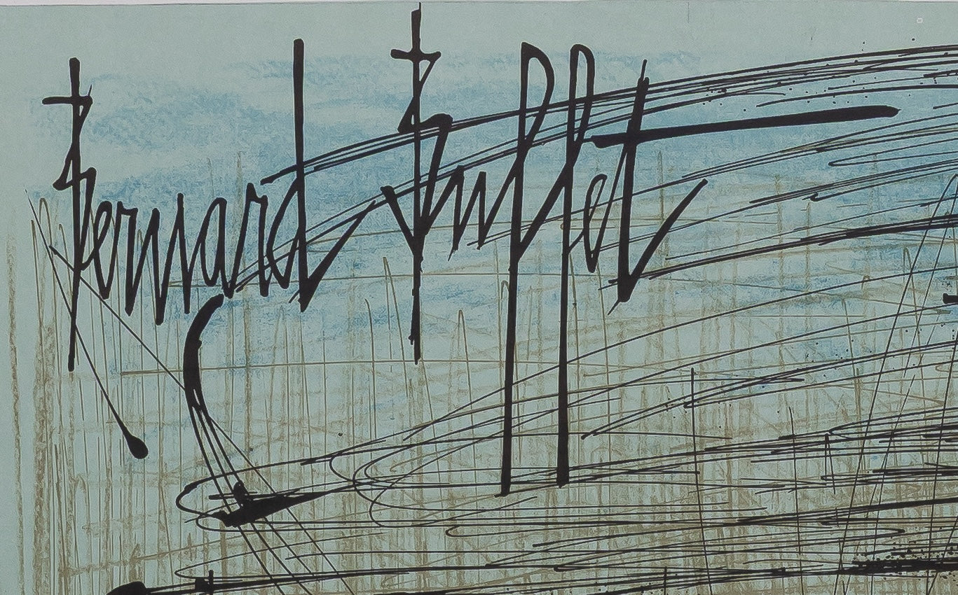 Bernard BUFFET : Château de Culan - Lithographie originale signée