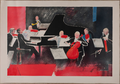 Paul GUIRAMAND : L'orchestre - Lithographie originale signée