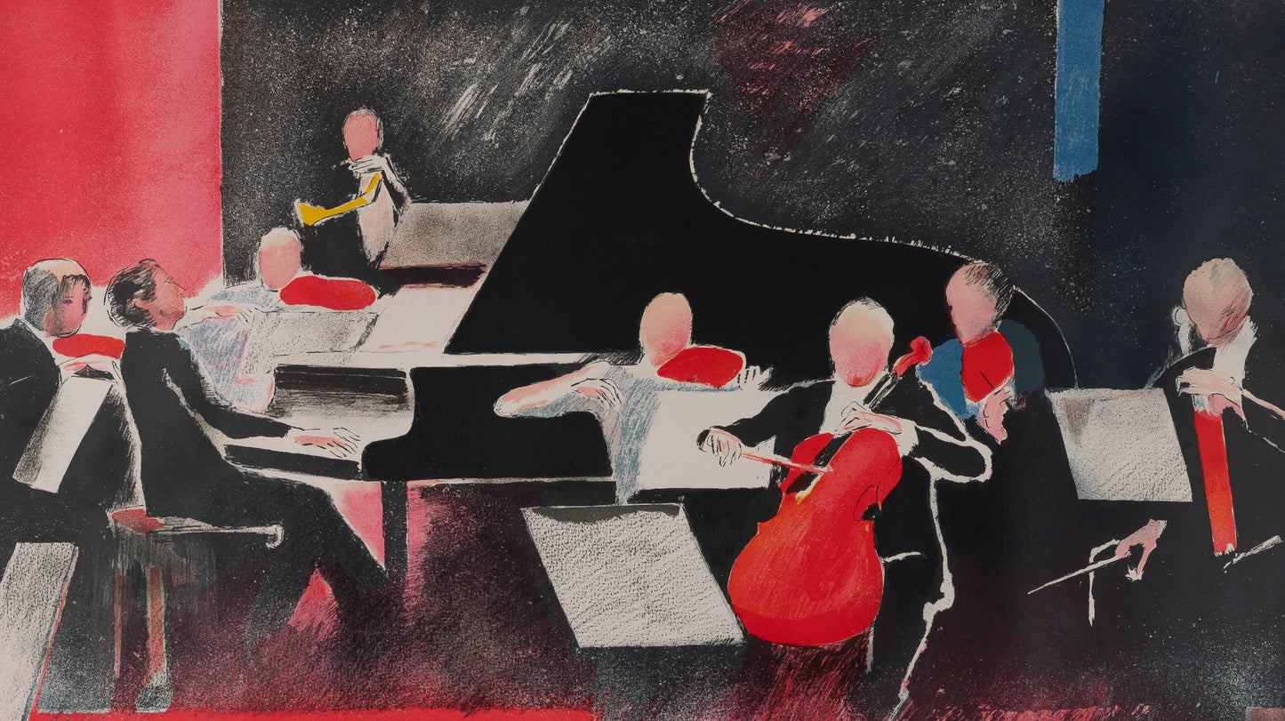 Paul GUIRAMAND : L'orchestre - Lithographie originale signée