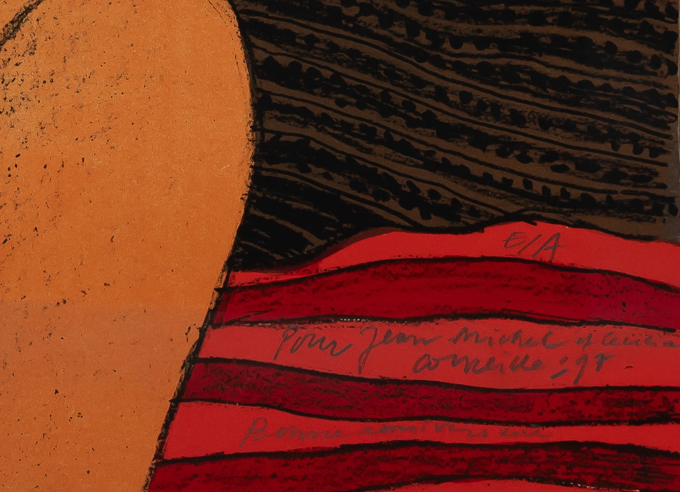 Guillaume CORNEILLE : Femme à l'oiseau rouge - Lithographie originale signée et dédicacée