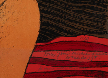 Guillaume CORNEILLE : Femme à l'oiseau rouge - Lithographie originale signée et dédicacée