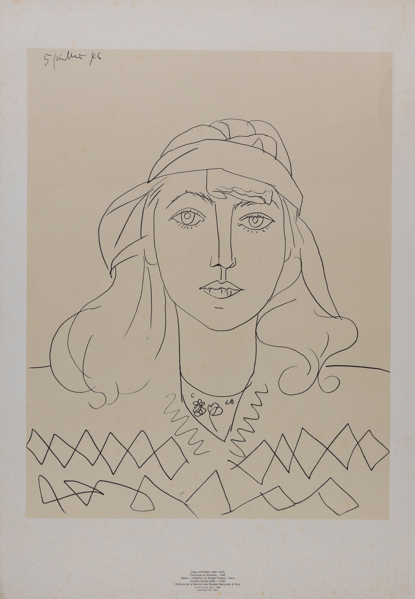Pablo PICASSO : Françoise au bandeau - Lithographie