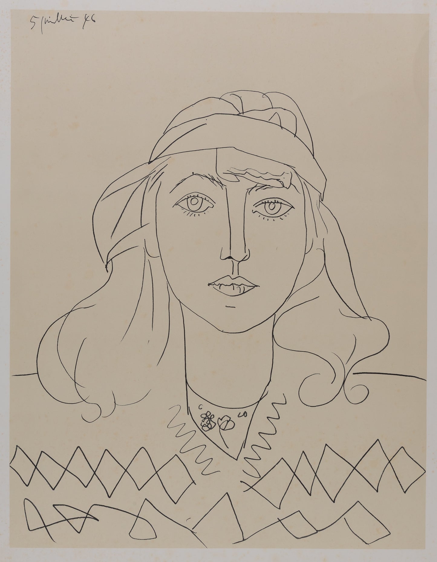Pablo PICASSO : Françoise au bandeau - Lithographie