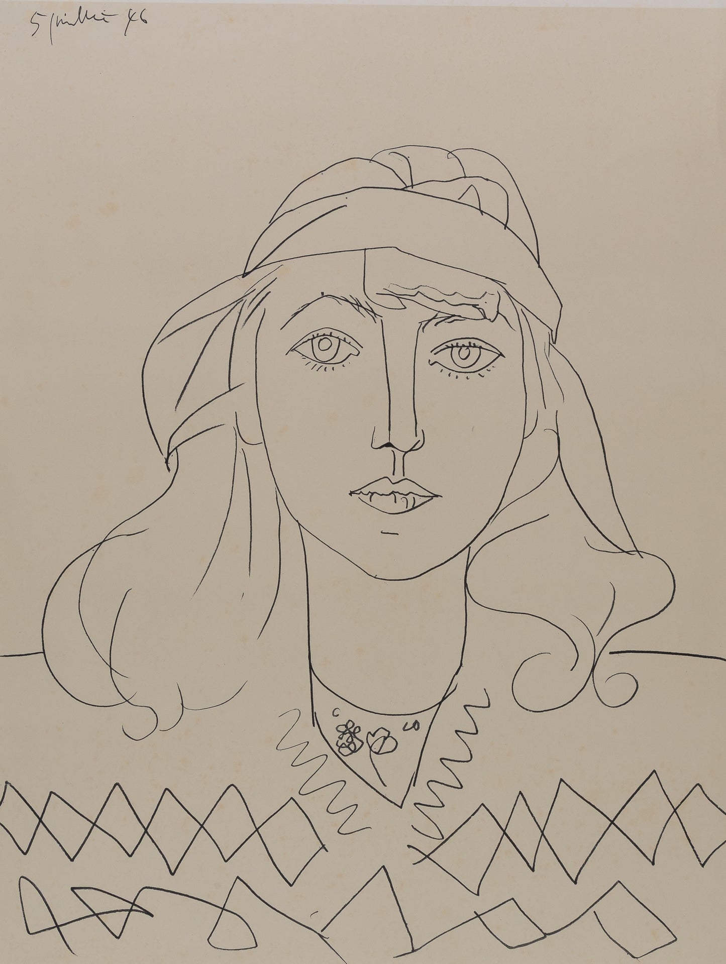Pablo PICASSO : Françoise au bandeau - Lithographie